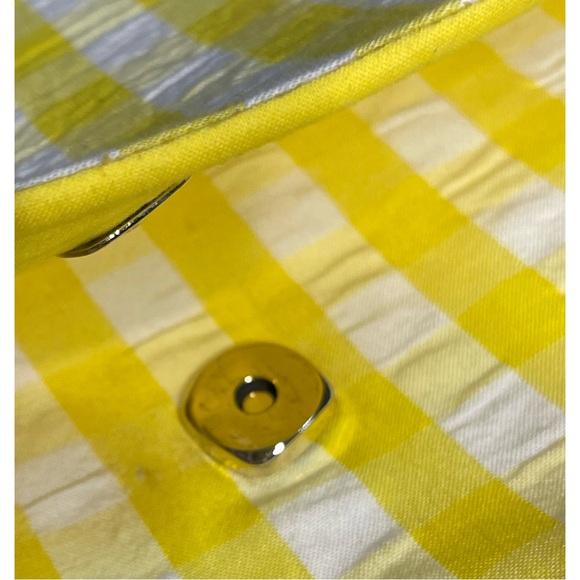 Hand Crafted Yellow And White Checked Crossbody Purse - New - Picture 8 of 9